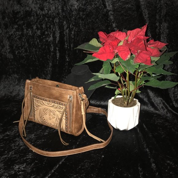 Trinity Ranch Tooled Leather Western Handbag - Picture 1 of 13